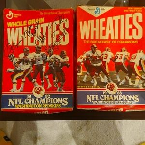 1988 Washington redskins wheaties box and autograp